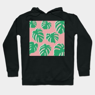 Pink Monstera Leaves Hoodie